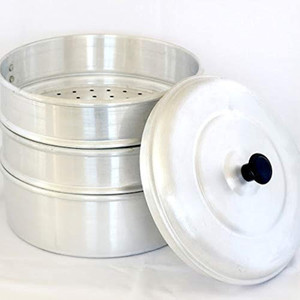 वसुंधरा momo steamer 8 inch 3 tier एल्युमीनियम स्टीमर