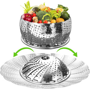 ALWAFLI Folding Vegetable Steamer Basket for Cooking fish baby food steamer Collapsible Steel Steamer