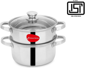 Klassi Kichen 2 Tier Steamer Set with Lid|Pasta Steamer|Vegetable|Momo. Stainless Steel Steamer