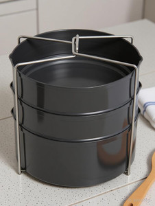 Hawkins Hard Anodized 3 Dish Set Separator Cooker Dabba With Stand(For 6.5 to 12 Ltr Pressure Cooker) Aluminium Steamer