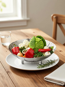 Freshome Foldable Vegetable Steamer Basket Insert for Pot Cooking Meat Momos Veggies Food Stainless Steel Steamer
