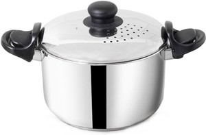 The Indus Valley Stainless Steel Strainer with Strong Lid for Noodles, Pasta, Veggies, and Rice Stainless Steel Steamer