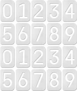 20-Piece Large Number Stencils (0-9) - 3 Inch Reusable Plastic Address Stencils For Painting