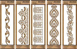 Decorze Decorze Plastic Stencils for Border Art, Wall, Border Stencils for Wall Painting 13-DB-49-50-51-52-55 PAINTING Stencil