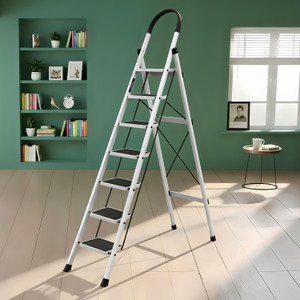 Plantex 7 Step Foldable Steel Ladder, White - Image 6