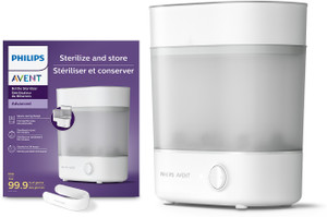Philips Avent Steam Sterilizer | SCF291/00 | Kills 99.9%* germs in 10 mins | 6 bottle capacity - 6 Slots