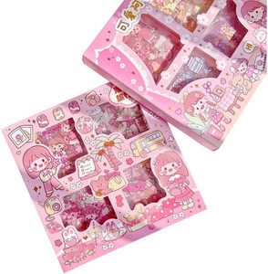 shreeji market 18 cm Cute Theme Kawaii Stickers -100 Sheets Cute Washi Stickers for Project Self Adhesive Sticker