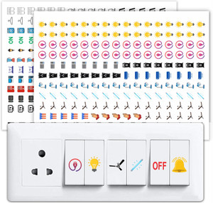 RSB HUB 1.5 cm Transparent Switch ID Stickers for Switch Boards, 46 Designs, Self Adhesive Sticker