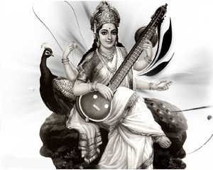 saraswati black and white drawing