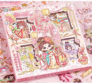 Jaravik 18.5 cm Kawaii Japanese Cute Cartoon Stickers, Pink Cherry Blossom Theme,100 Sheet Self Adhesive Sticker