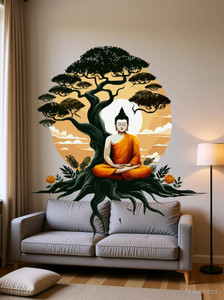 crystalsign 61 cm Buddha sitting under a bodhi tree Self Adhesive Sticker