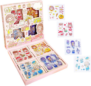 PRAYOSHA ENTERPRISE 15 inch Girl Theme Stickers 100 Sheet Stickers AA (Girl Theme Stickers for Kids) Non-Reusable Sticker