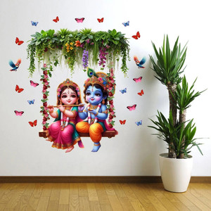 TheBlackstone 26 inch Radha Krishna Divine Premium Self Adhesive Wall Wallpaper Self Adhesive Sticker