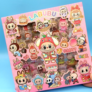 HS ENTERPRISE 25 cm Labubu Cartoon Sticker Set – 100 Pcs Waterproof Stickers, Random Designs Sent Reusable Sticker
