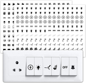 RSB HUB 1.5 cm Transparent Switch ID Stickers for Switch Boards, 46 Designs, Self Adhesive Sticker