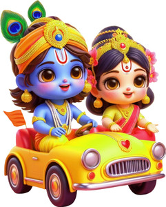 WALL WINGS 56 cm Pvc Vinyl Radha Krishna Wall Stickers,Radha Krishna Stickers for Wall Self Adhesive Sticker