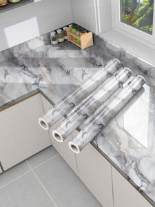 Onbet 200 cm Self Adhesive Glossy Marble Foil Waterproof Sticker For Kitchen And Home Self Adhesive Sticker