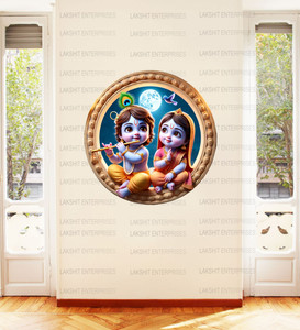 Stickr 55 cm Radha Krishna Wall Sticker Self Adhesive Sticker