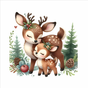 KatariyaAssosiat 76 cm Cute Deer Family Wall Sticker | (size-60X60 Cm) Removable Sticker