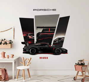 ArtisticDecals 60 inch Porsche 911 GT3 R Sports Car Wall Sticker for Boys Bedroom, Living Room Self Adhesive Sticker