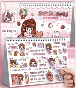 surbhi 2 inch Cute Kawaii Sticker Book for Kids 1000+ Self Adhesive Cartoon Stickers 20 Pages Non-Reusable Sticker