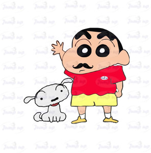 Jump up 45 cm Shinchan with Shiro Wall Sticker for Kids room