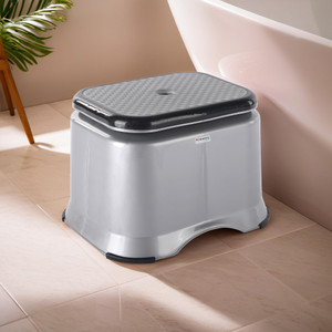 HOMESTIC Anti-Slip Bathroom Stool for Bathing | Check Ultra 10- Grey Stool