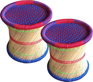 Bhavishya Bamboo Mudda Stool, Chair For Living Room Round Shape Wooden Stool For Garden Outdoor & Cafeteria Stool