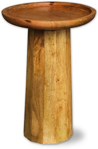 OnlineCraft Natural Mango Wood Round Accent Table - Compact Home Furniture for Living Room Living & Bedroom Stool