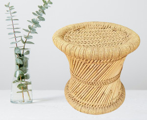 KISMAT COLLECTION Sada Mudda Stool, Chair For Living Room Round Shape Wooden Stool For Garden Outdoor & Cafeteria Stool