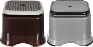 KUBER INDUSTRIES Ultra 10 Multiuses Portable Plastic Bathroom/Step/Sitting Stool,Patla- Pack of 2 Stool