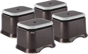 HOMESTIC Pack of 4 Anti-Slip Bathroom Stool for Bathing | Check Ultra 10- Brown Stool