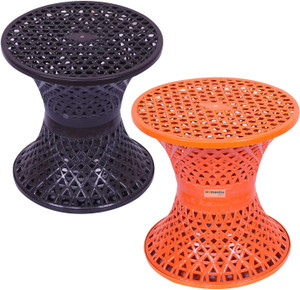 HOMESTIC Plastic Mesh Damroo Seating Stool|Both Sided Stool for Guestroom|Pack of2|Multi Stool