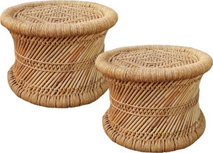 KISMAT COLLECTION Sada Muddi Stool, Chair For Living Room Round Shape Wooden Stool For Garden Outdoor & Cafeteria Stool