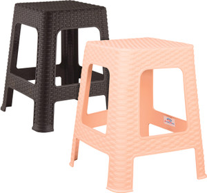 Heart Home Plastic Sitting Stool for Indoor Or Outdoor|Home & Garden|Pack of 2|Multicolor Stool
