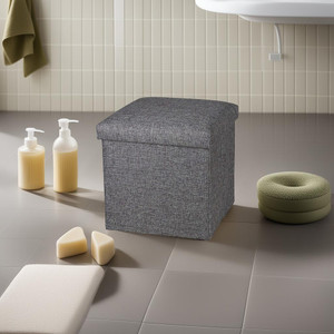 MOHAK Cube Shape Sitting Stool with Storage Box Living Fold able Storage Bins Stool