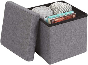 PRANSHI ENTERPRISE Folding Storage Ottoman Grey Living & Bedroom Stool