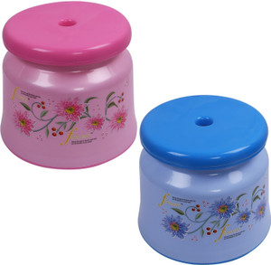 KUBER INDUSTRIES Plastic 2 Pieces Bathroom Stool/Patla (Pink & Blue) -CTLTC10841 Bathroom Stool