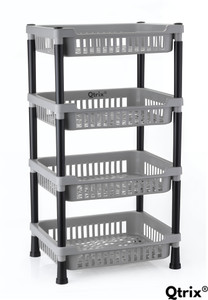 क्ट्रिक्स 4-Layer Kitchen Trolley Stand/Multipurpose Rack for Storage/Vegetable Trolley प्लास्टिक रसोई ट्रॉली