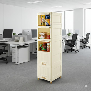 MAXTID 5 Layer White Utility Drawer System for Modern Homes Plastic Kitchen Cabinet