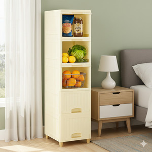 MAXTID Multi Layer Foldable Cabinet Wardrobe Organizer(Finish Color_White) Plastic Free Standing Cabinet