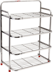 METALAC Multipurpose Kitchen rack| Shoe rack Wall mounted | (4-shelf, Large size) Metal Shoe Stand