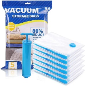 Quicknik Vacuum Bags for Clothes with Pump, Packing Bags for Clothes, Cloth Bags, High Volume Storage Vacuum Bags