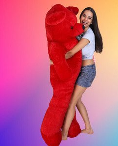 Krishna Creation Soft Huggable Stuffed Spongy Cute Giant Size Soft Teddy Bear (5 FEET, Red) - 152 cm