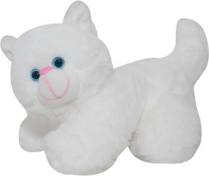 Hello Baby White Cat Soft Toy for Girls/Kids | Stuffed Plush Animal - Length 25 cm  - 25 cm