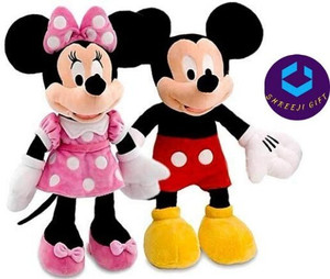 SHREEJI GIFT Mickey Mouse and Minnie Mouse Combo pack soft stuffed plush toys  - 35 cm