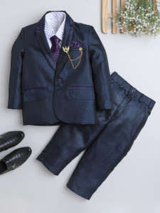 Fourfolds 4 Piece coat suit Solid Boys Suit