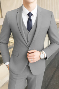 VERTICALS 3 Piece Suit Solid Men Suit