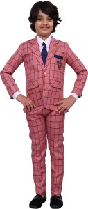BT DEZINES 4-Piece Suit Set: Shirt, Pants, Coat, and Tie Checkered Boys Suit