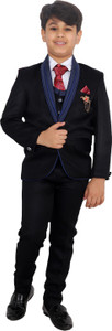Fourfolds 5 Piece Coat Suit Solid Boys Suit